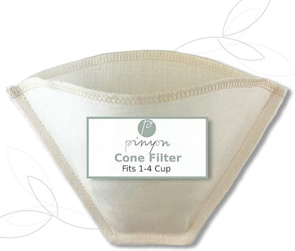 Cloth Reusable Cone Coffee Filter (Size #2) - Made in Canada of Hemp and Organic Cotton - Zero Waste, Eco-Friendly, Natural Filter for Drip Coffee Makers