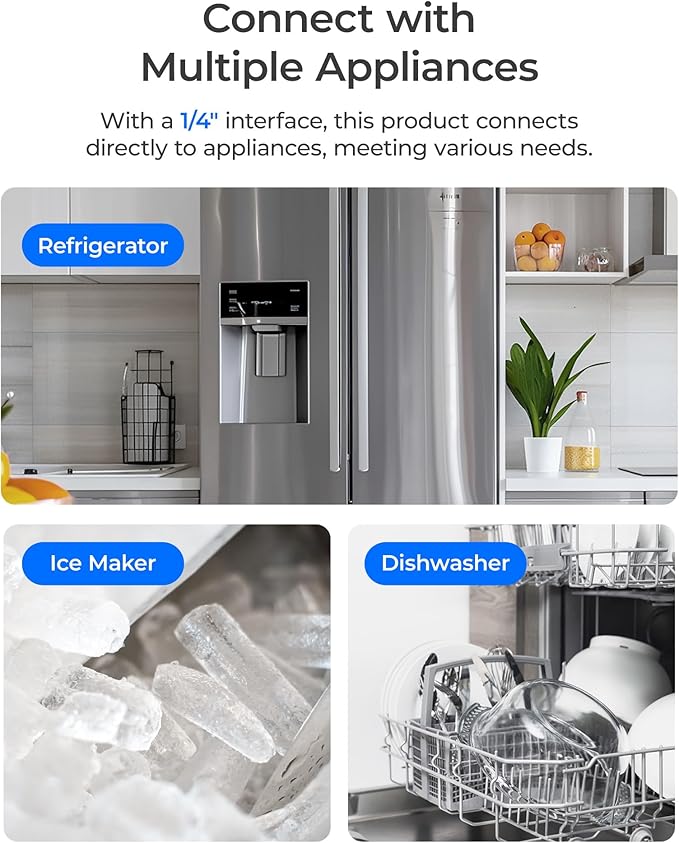 Waterdrop 15UC-UF 0.01μm Inline Water Filter for Refrigerator, 19K Gallons, In Line Water Filter for Icemaker, Idea for Ice Maker, RV, Refrigerator, 1/4 inch Direct Connect, NSF/ANSI 42 Certified