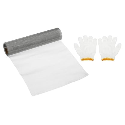 PATIKIL 40" L x 16" W Woven Wire Mesh, 30 Mesh 304 Stainless Steel Air Vent Filter Screen with Gloves for Window Security Vent Cover Filtration Animals Fence