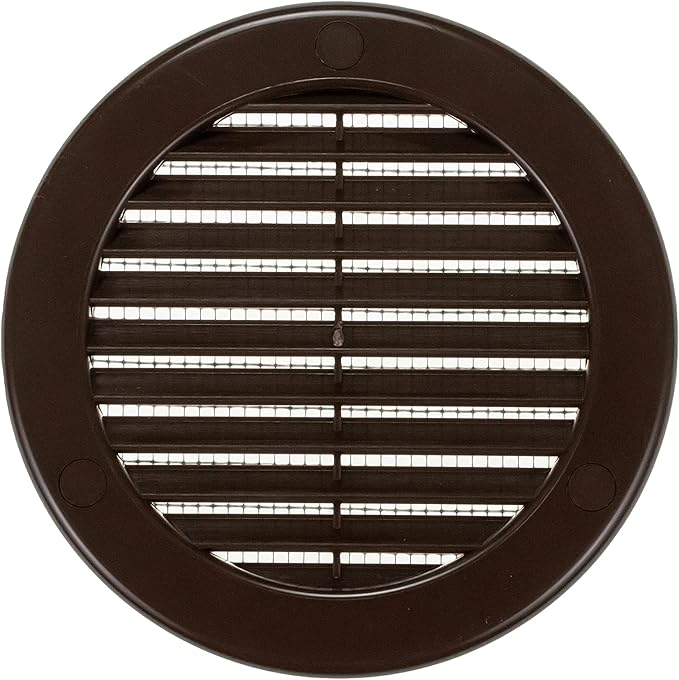 Vent Systems 4" Inch (Opening Dimensions) - Pack of 100 - Brown Soffit Vent Cover - Plastic Round Air Vent Grille - Built-in Mesh Screen - HVAC Register Louver for Bathroom, Home, Kitchen