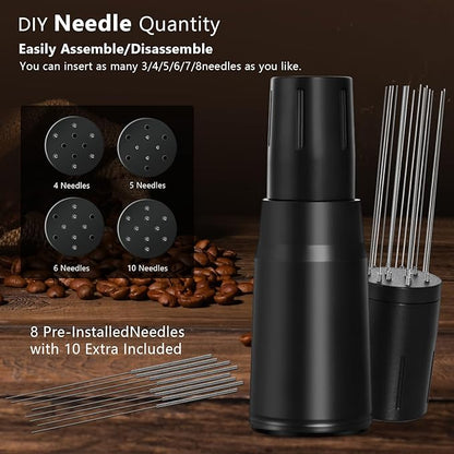 WDT Tool Espresso Distributor Accessory kit &1.7mm Thickness 150μm Mesh Puck Screen & 8 Magnets dosing ring Compatible with Portafilter (WDT +51MM Black dosing ring&puck screen)