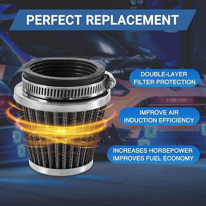 52mm Cold Air Intake Filter for Motorcycle Turbo Vent Breather Air Intake Black- 4Pcs