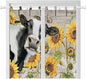 Yellow Sunflowers Bathroom Curtains 63 Inch Length, Window Curtains Tab Top, Farmhouse Cow Barn Doors Floral Butterfly Light Filtering Window Treatments Drapes 52"x63" 2 Panel