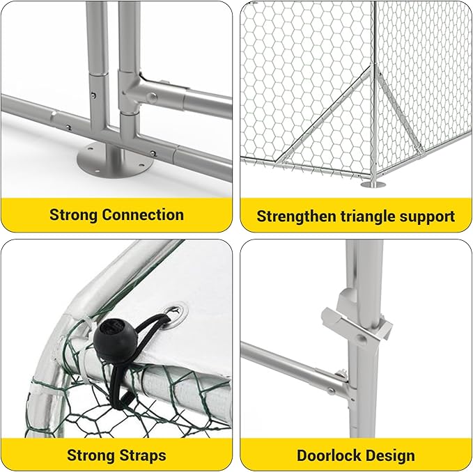 9.8X13.1x6.6FT, Large Walk in Chicken Run Pen Cage, Metal Coop Clearance with Double Door, Chicken Runs for Yard with Cover, Outdoor Cages for Chickens and Range Poultry, Large Chicken Coops