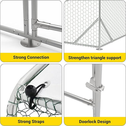 9.8X13.1x6.6FT, Large Walk in Chicken Run Pen Cage, Metal Coop Clearance with Double Door, Chicken Runs for Yard with Cover, Outdoor Cages for Chickens and Range Poultry, Large Chicken Coops