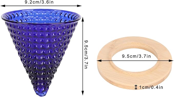 AUNMAS Coffee Dripper Pour Over Filter, Thick Glass Durable Simple Use Even Extraction Universal Fit, Reusable Paperless for Home Office Blue