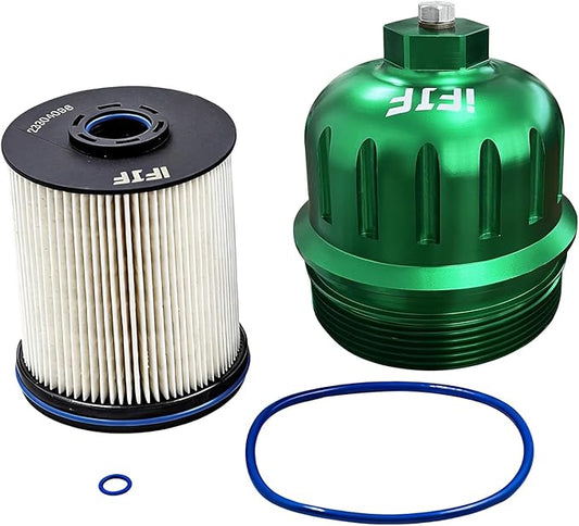 iFJF TP1015 Fuel Filter and 134001 Housing Cap Replacement for Duramax 6.6L 2017-2020 Chevy Silverado/GMC Sierra 2500HD 3500HD L5P Diesel Engine (Green)