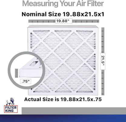 Filter King 19.88x21.5x1 Air Filter | 4-PACK | Carbon MERV 8 HVAC Pleated A/C Furnace Filters | MADE IN USA | Actual Size: 19.88 x 21.5 x .75"