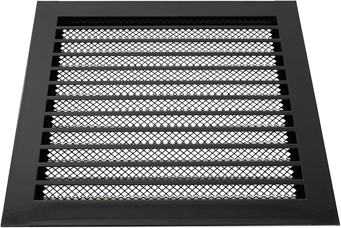 Repa Market 12" x 12" Inch (Inner Dimensions) Galvanized Steel Black Soffit Air Vent Cover - Louvered Square Gable Vent with Mesh Screen - Exhaust/Intake Ventilation Grill - Outdoor Metal Duct Grate