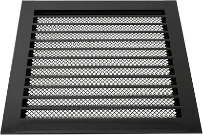 Repa Market 12" x 12" Inch (Inner Dimensions) Galvanized Steel Black Soffit Air Vent Cover - Louvered Square Gable Vent with Mesh Screen - Exhaust/Intake Ventilation Grill - Outdoor Metal Duct Grate