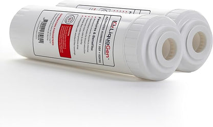 LiquaGen Activated Alumina + Carbon + KDF-55 Replacement Water Filter Cartridge – Helps Manage Fluoride, Chlorine & Taste, Refillable 2.5" x 10", 2.5" x 20", 4.5" x 10", 4.5" x 20" (2, 2.5" x 10")