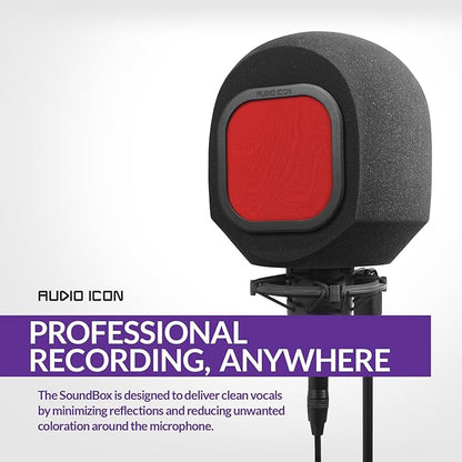 Soundbox Vocal Recording Isolation Booth | Portable Microphone Shield, Pop Filter for Studio-Quality Sound for Singing, Podcasting, Acoustic High-Density Foam Ball, Mic Soundproof Box (Fire Red)