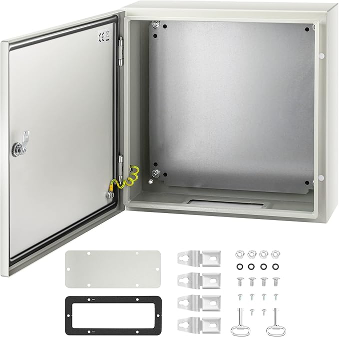 VEVOR NEMA Steel Enclosure, 20 x 20 x 6'' NEMA 4X Steel Electrical Box, IP66 Waterproof & Dustproof, Outdoor/Indoor Electrical Junction Box, with Mounting Plate