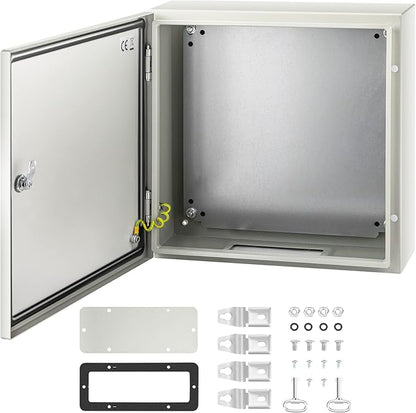 VEVOR NEMA Steel Enclosure, 20 x 20 x 6'' NEMA 4X Steel Electrical Box, IP66 Waterproof & Dustproof, Outdoor/Indoor Electrical Junction Box, with Mounting Plate