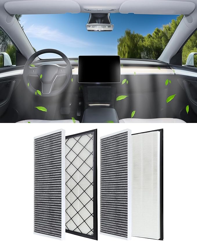 Model Y External Hepa Air Filter with Activated Carbon, External Air Recirculation,Replacement Air Filter Comptatible with Tesla Mode y and model y juniper accesories (Model y-out-airfilter-OE)