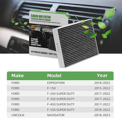 FL3Z19N619A (CF12150) Premium Cabin Air Filter With Activated Carbon Compatible with Ford F-150 F-250 F-350 F-450 F-550 SUPER DUTY 2015-2024