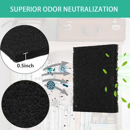 Lubise 8 Pcs 0.5in Charcoal Filters Compatible with Van Ness Cat Litter Box, 4.5 x 6.5Inch Replacement Activated Carbon Premium Odor Filters for Pureness F6 Zeloite Air Filter, Black