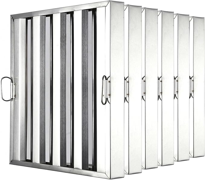 19.5 in x19.5 in Commercial Hood Filters - 430 Stainless Steel 5-Groove Baffle Filters for Restaurant Kitchen Exhaust Hoods Pack of 6