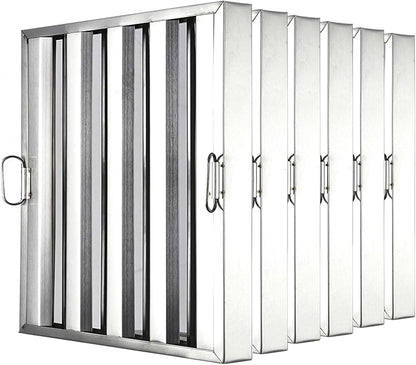19.5 in x19.5 in Commercial Hood Filters - 430 Stainless Steel 5-Groove Baffle Filters for Restaurant Kitchen Exhaust Hoods Pack of 6