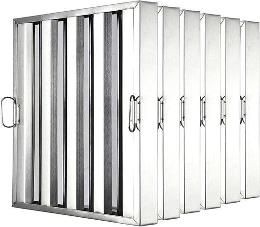 19.5 in x19.5 in Commercial Hood Filters - 430 Stainless Steel 5-Groove Baffle Filters for Restaurant Kitchen Exhaust Hoods Pack of 6
