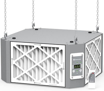 360° Woodshop Air Filtration System Woodworking - 1050/1350 CFM, Built-in Ionizer, with Strong Vortex Fan, Shop Air Filtration for Garage, Works Shop, Dust Collectors System, Gray, KMF12D Pro