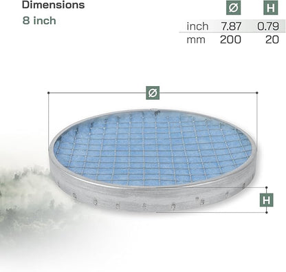 Vent Systems 8" Filter Replacement - Duct Filter - G4 Class Filtration Purifier System with Steel Mesh Screen - Air Vent Filters for Dust Collection/Air Purification - Rigid/Flexible Vent Hose