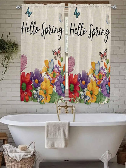 Spring Flowers Living Room Curtains 72 Inches length, Farmhouse Vintage Country Colorful Floral Window Treatment Curtain Drapes, Light Filtering Drapes for Bedroom Laundry Room, 52"x72", 2 Panels