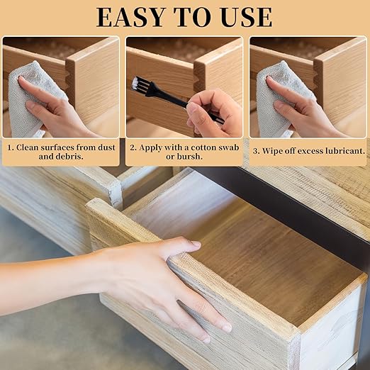 Wood Drawer Wax Lubricant Paste Door Lubricant Wear-Resistant Eliminate Sticking Noise Loosen Drawer Slide Grease for Wood Furniture, Window Track, Sliding Glass Doors, Hinges, 1 oz 1-Pack