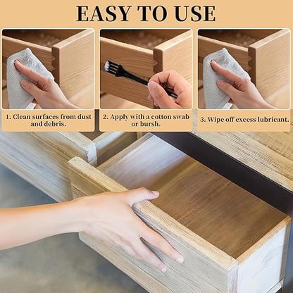 Wood Drawer Wax Lubricant Paste Door Lubricant Wear-Resistant Eliminate Sticking Noise Loosen Drawer Slide Grease for Wood Furniture, Window Track, Sliding Glass Doors, Hinges, 1 oz 1-Pack