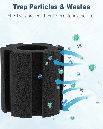 Pawfly 6 Pack Replacement Filter Sponges Aquarium Nano Bio Sponge Filter, Aquarium Filter Sponges Black Bio Foam for Fish Tank, Water Filtration Fish Tank Filter Accessories