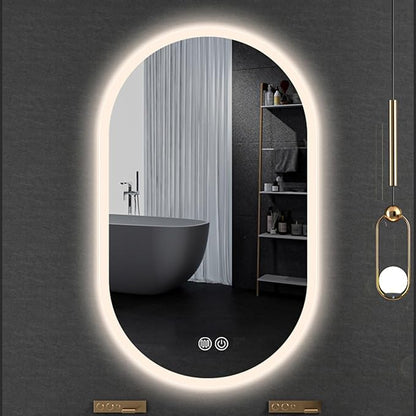 Irregular Bathroom Mirror with 3 Colour LED Light, Wall Mounted Makeup Mirror with Touch Switch and Demister Pad, Energy-Saving LED Smart Mirrors, Dimmable(A,23.6 * 47.2in/60 * 120cm)