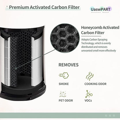 AP-T40FL Replacement Filter Compatible with1461901 HoMedics Air Pu-rifier Filter Replacement AP-T40 AP-T40WT AP-T45 AP-T45WT AP-T40WTAR w/Premium H13 True HEPA and Efficient Activated Carbon, 3-Pack