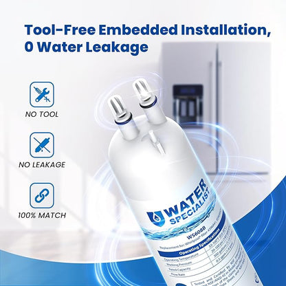Waterspecialist WS608 Water Filter, Replacement for 4396841, Everydrop® Filter 3, EDR3RXD1, 4396710, Kenmore® 46-9083, 46-9030, Refrigerator Water Filter, 1 Filter