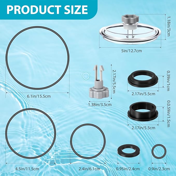 SF80110-1 Leaf Trap Cover Lid with O-Rings & Valve Sand Filter Pump Seal Gasket Parts Compatible with 12 Inch Sand Filter Pump (Pump Flow Rate: 2, 100 GPH) NOT Fit for 14 & 16 Inch