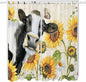 Yellow Sunflowers Living Room Curtains 84 Inch Length, Window Curtains Tab Top, Country Cow Flower Butterfly Farmhouse Cream Light Filtering Window Treatments Drapes 52"x84" 2 Panel