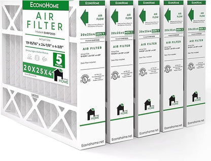 EconoHome 20x25x4 AC Furnace Pleated Air Filter MERV 11 Replacement – Allergen Defense, 5 Pack, Fits Lennox (X6673), Honeywell (FC100A1037) filters. (Actual size: 19.94 x 24.86 x 4.36 Inches)