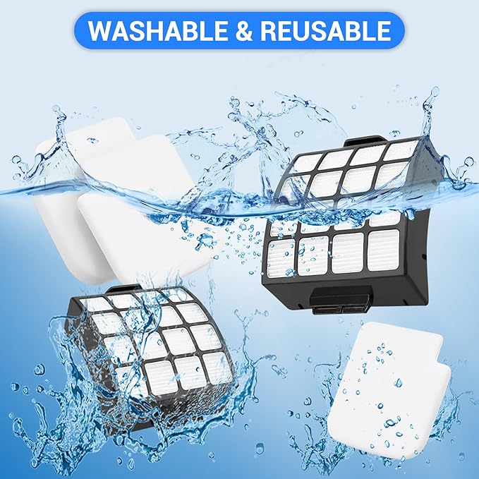 AZ3002 Replacement Filters for Shark AZ3002 AZ3000 AZ3000W for Stratos DuoClean PowerFins Vacuum Stratos Upright Vacuum, 2 HEPA 4 Foam & Felt Filters 1 Cleaning Brush