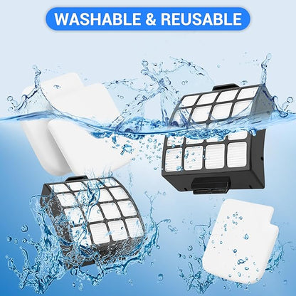 AZ3002 Replacement Filters for Shark AZ3002 AZ3000 AZ3000W for Stratos DuoClean PowerFins Vacuum Stratos Upright Vacuum, 2 HEPA 4 Foam & Felt Filters 1 Cleaning Brush