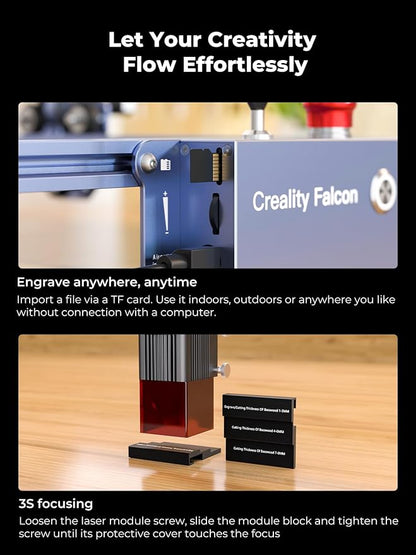 Creality 72000mW Output Power Laser Engraver, Falcon Pro 10W with Air Assist Laser Engraving Machine, CNC Machine Laser Engraver for Wood and Metal, Paper, Acrylic, Leather