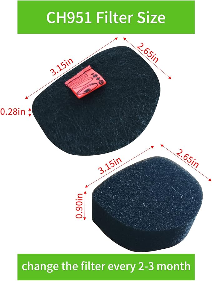 CH951 CH950 Filters Replacement Compatible with Shark CH951C CH901 CH900WM UltraCyclone Pro Cordless Handheld Vacuum，Compare to Part #XFTRCH900(10 Pack)