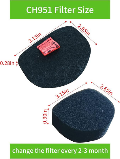 CH951 CH950 Filters Replacement Compatible with Shark CH951C CH901 CH900WM UltraCyclone Pro Cordless Handheld Vacuum，Compare to Part #XFTRCH900(10 Pack)