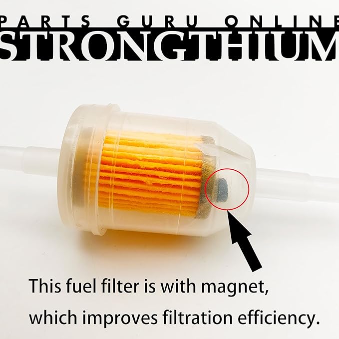 Strongthium 1/4" 5/16" Inline Fuel Filters with Magnet for Briggs & Stratton John Deere Kawasaki Kohler Lawn Mowers Small Tractors Garden Tillers Go Garts & Clamps x20