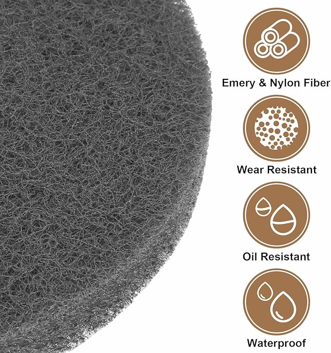 HARFINGTON 24pcs Scrubber Scouring Pads 800 Grits 4 Inch Drill Power Brush Hoop and Loop Surface Conditioning Disc Drill Scuffing Disc Scrub Pads for Home Kitchen Cleaning, Gray