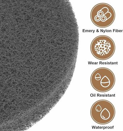 HARFINGTON 24pcs Scrubber Scouring Pads 800 Grits 4 Inch Drill Power Brush Hoop and Loop Surface Conditioning Disc Drill Scuffing Disc Scrub Pads for Home Kitchen Cleaning, Gray