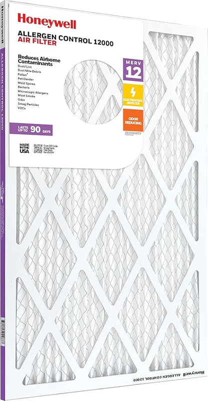 Honeywell 14x25x1 MERV 12 Electrostatic Pleated HVAC AC Furnace Air Filter (12-Pack) | Replacement Filter for Home Use | Made in USA