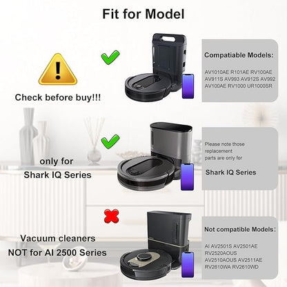Replacement Part Accessories Compatible for Shark IQ R101AE RV1001AE UR1100SRUS AV1002AE AV1010AE RV100AE EZ RV912S Side/Sweep Brush Filter Main/Roller Brush Shell Clean Base Filter