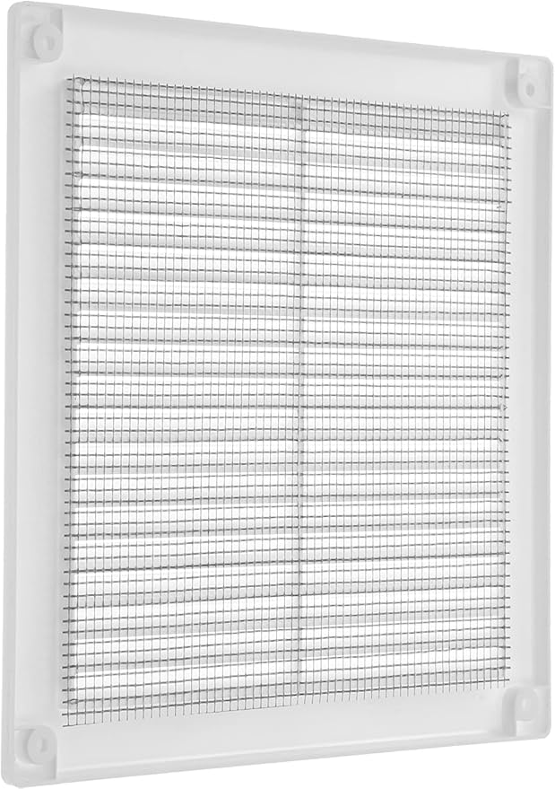 Vent Systems 8'' x 8'' Inch White Soffit Vent Cover - Pack of 100 - Flat Square Air Vent Louver - Grille Cover - Built-in Insect Screen - HVAC Vents for Bathroom, Home Office, Kitchen 8x8 Inch