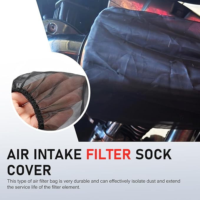 Air Filter Cover, Thickened Car Cold Air Intake Filter Dust Sock Cover, Universal for High Flow Air Intake Filters (Small, Black)