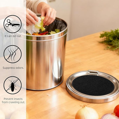 Compost Bin Charcoal Filters Replacement - 8 Pack 6.7 Inch Round Activated Charcoal Filters, Fits Most Countertop Compost Pail