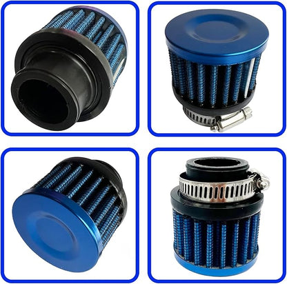 Air Intake Filter - 1" Universal Breather Filter, Automotive Cold Air Filter, Car Valve Cover Oil Breather Turbo Vent Crankcase Cleaner Accessory, Fits Car Motorcycle (Blue)